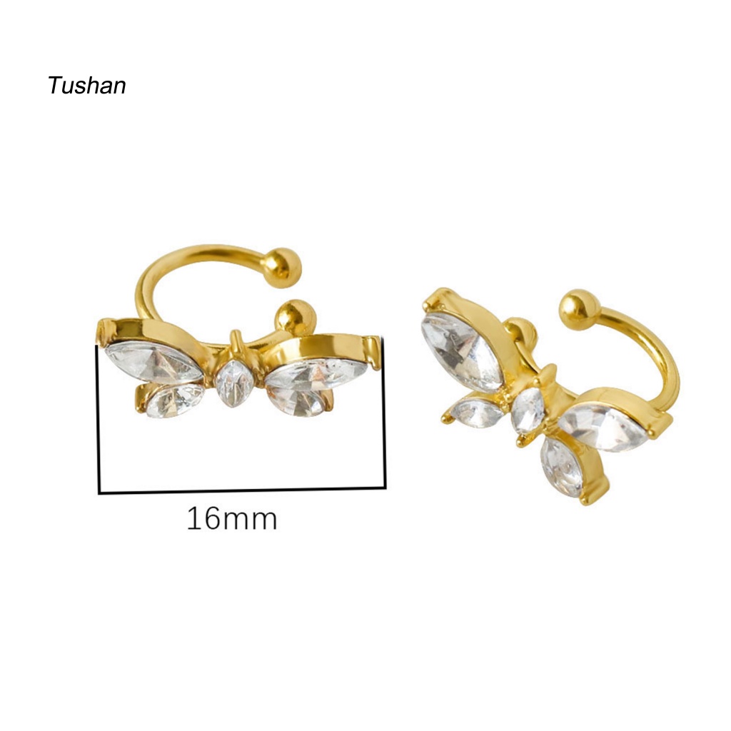 1 Đôi Bông Tai Kẹp Hình Bướm Đính Đá Zircon Phong Cách Nhật Bản Dành Cho Nữ