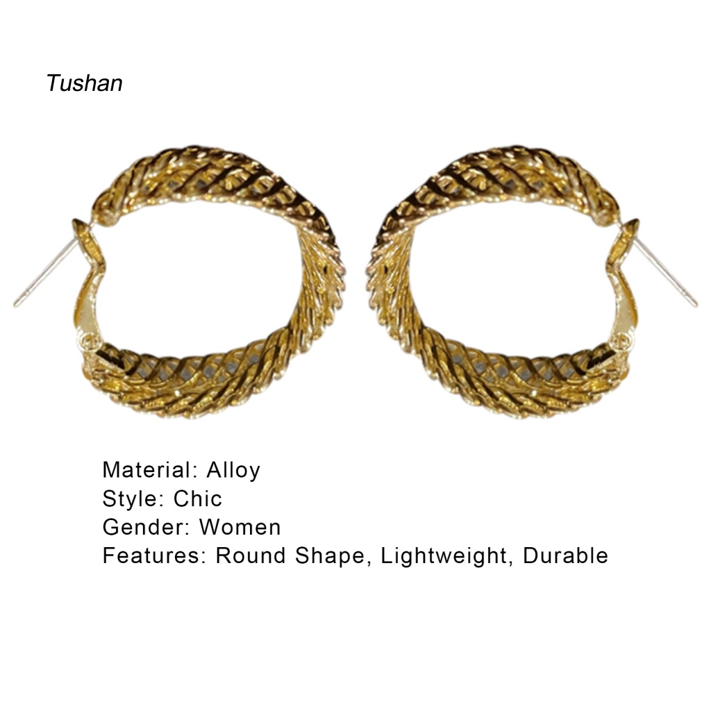 1 Đôi Bông Tai Tròn Rỗng Cao Cấp Phong Cách Vintage Dành Cho Nữ