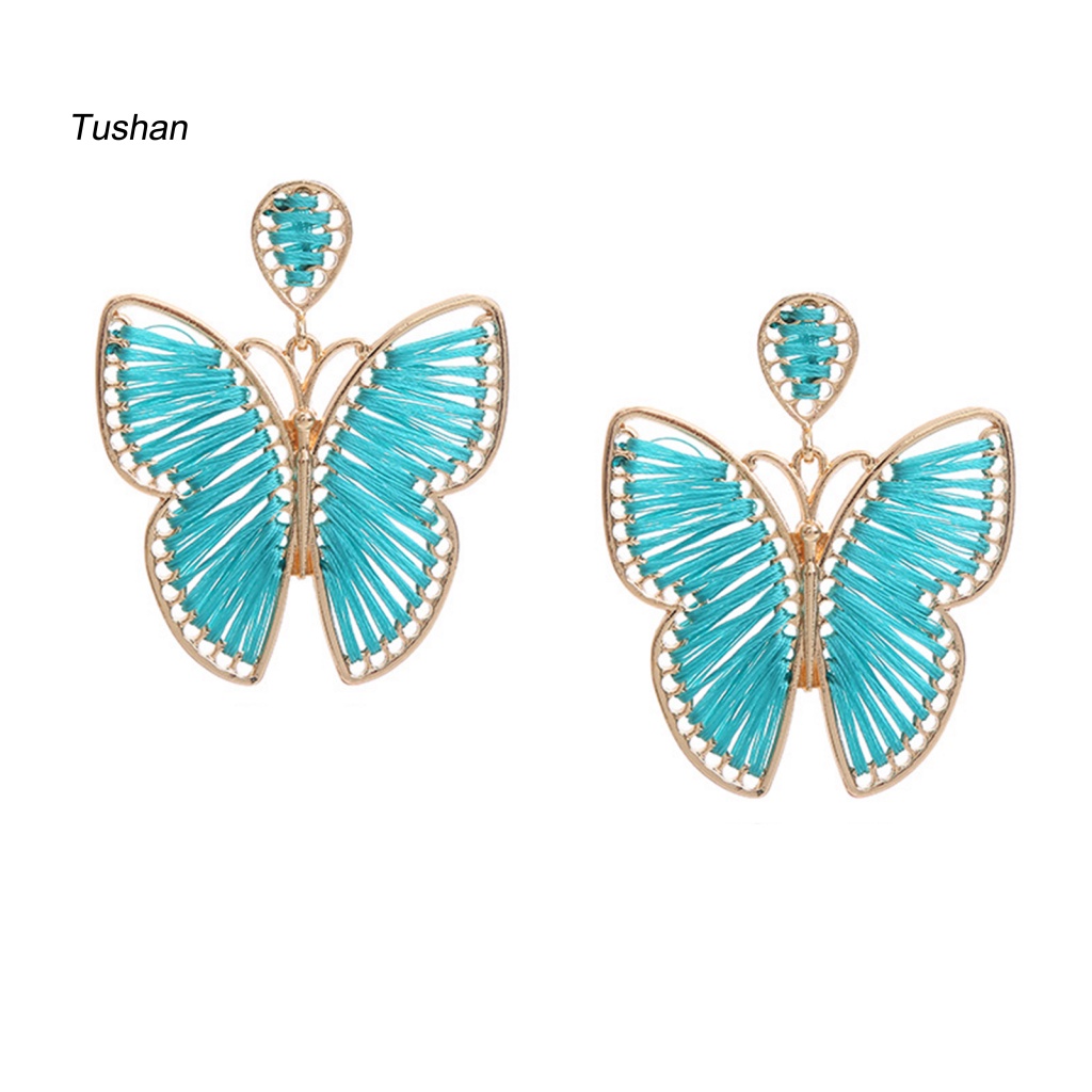 1 Đôi Bông Tai Thả Hình Bướm Nhiều Màu Phong Cách Boho Thanh Lịch Cho Nữ