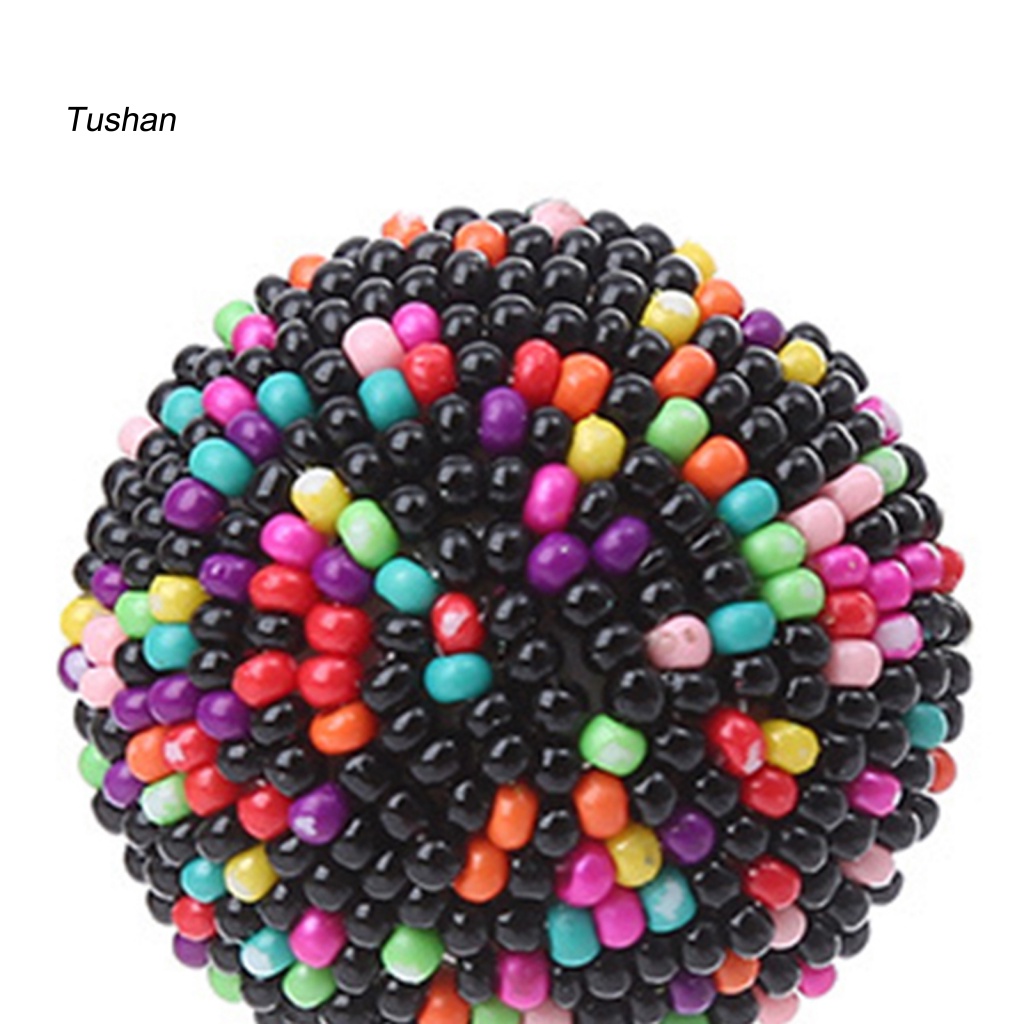 1 Đôi Bông Tai Xỏ Hạt Tròn Nhiều Màu Phong Cách Bohemian Vintage