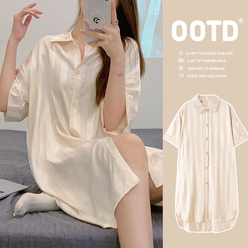 Đồ ngủ Tay Ngắn Chất Liệu Lụa Lạnh Họa Tiết Hoạt Hình Thời Trang Mùa Hè Cho Nữ