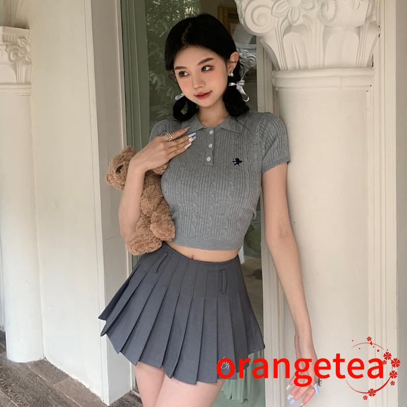 Áo Croptop Ngắn Tay Thêu Hoa Thời Trang Nữ Tính