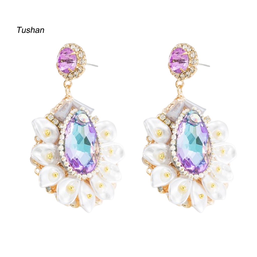 1 Đôi Bông Tai Hình Giọt Nước Đính Đá Lấp Lánh Thời Trang
