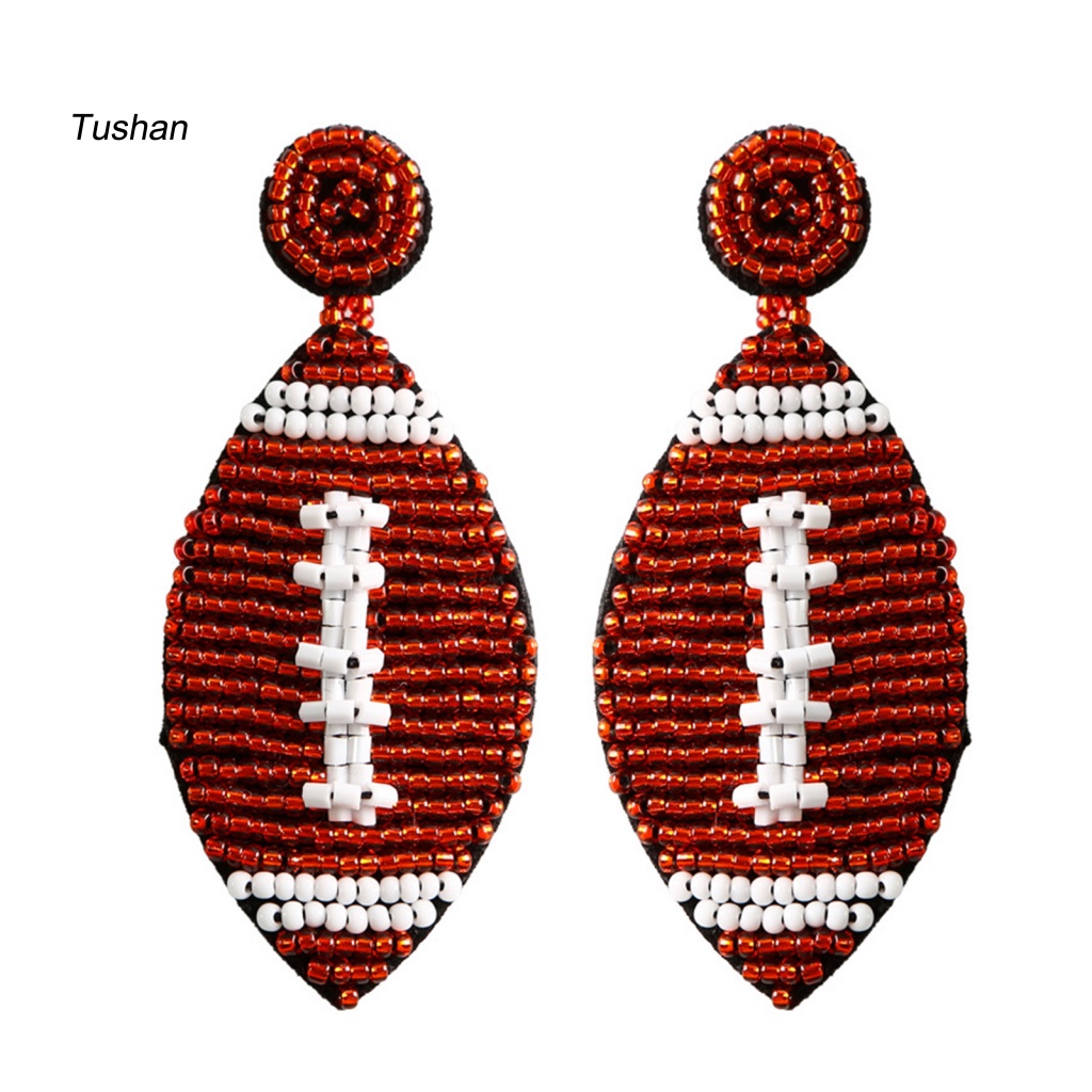 1 Đôi Bông Tai Xỏ Hạt Thủ Công Hình Bóng Bầu Dục Phong Cách Dân Tộc Bohemian Retro Dễ Thương Dành Cho Nữ