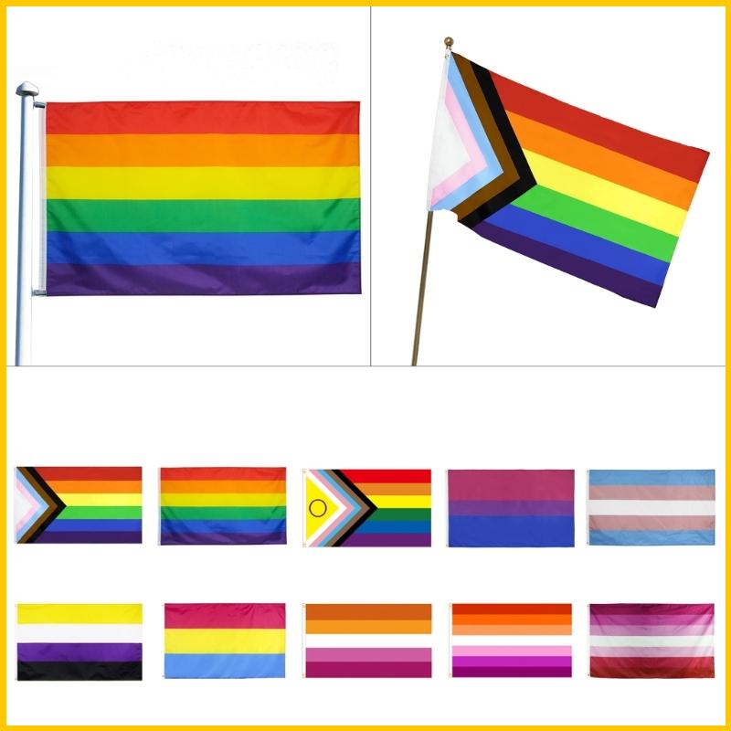 Cờ Cầu Vồng 90x150cm Chất Liệu Polyester Thân Thiện Với Môi Trường Dùng Để Trang Trí Nhà