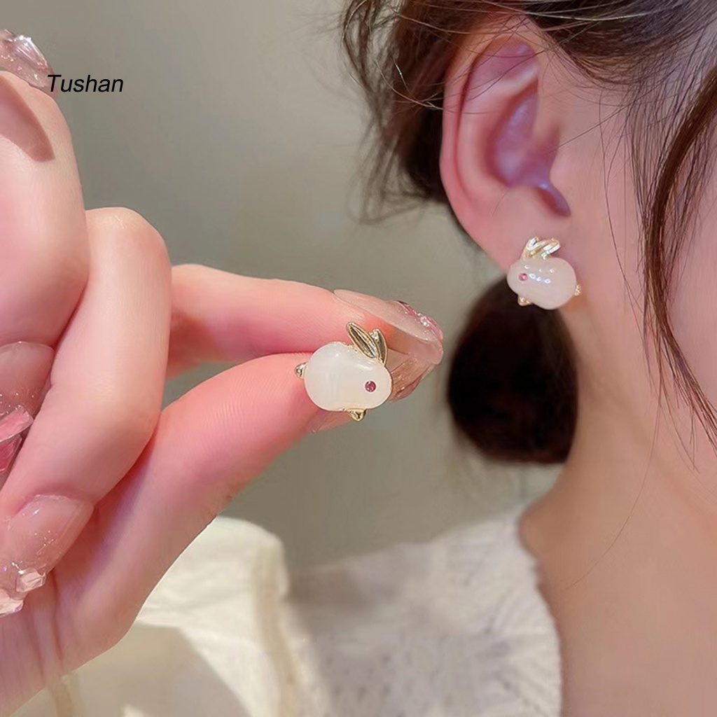 1 Đôi Bông Tai Hình Thỏ Đính Ngọc Trai Nhân Tạo Không Gây Dị Ứng Dành Cho Nữ