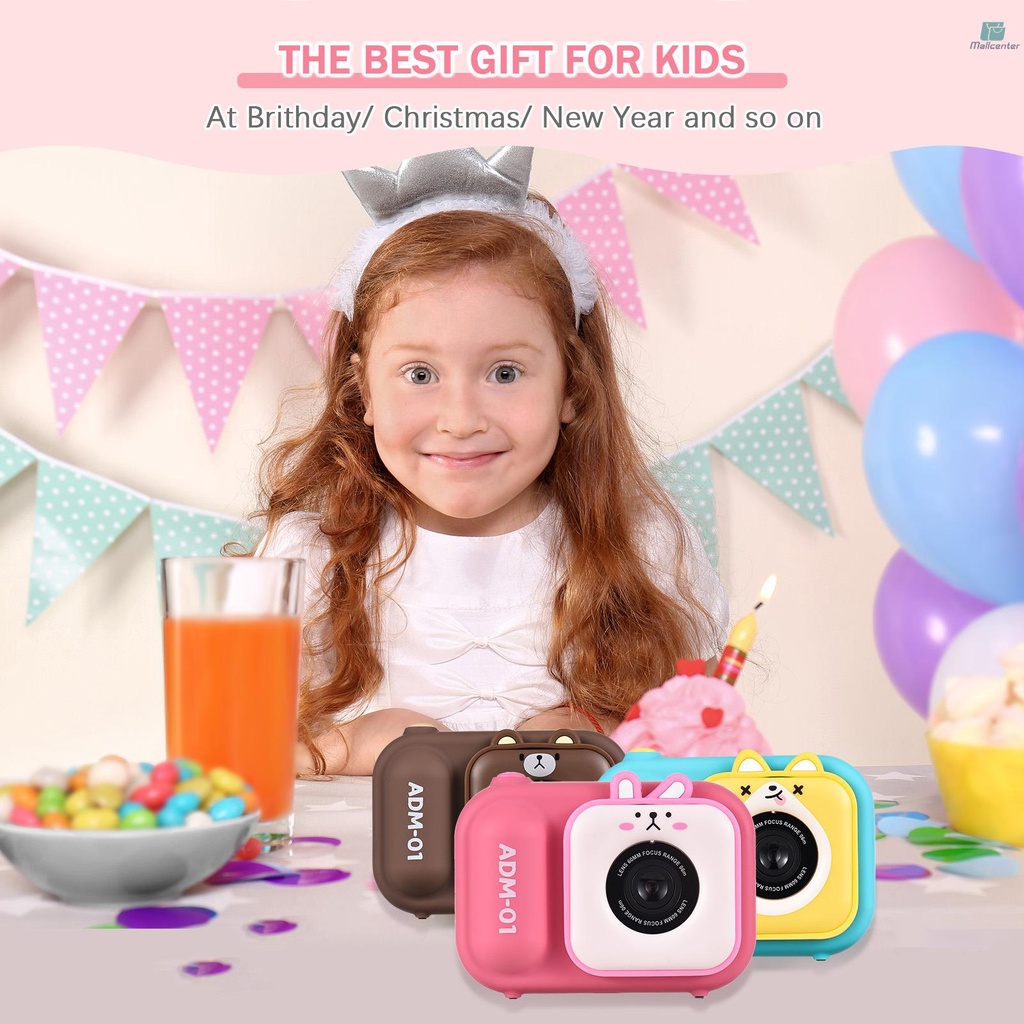 1080P Kids Digital Camera Mini Video Camera for Kids 48MP 2.4 Inch IPS Screen Dual Lens Built-in Battery with 32GB Memory Card &amp; Card Reader &amp; Desktop Tripod Birthday Christmas Gift for Boys Girls