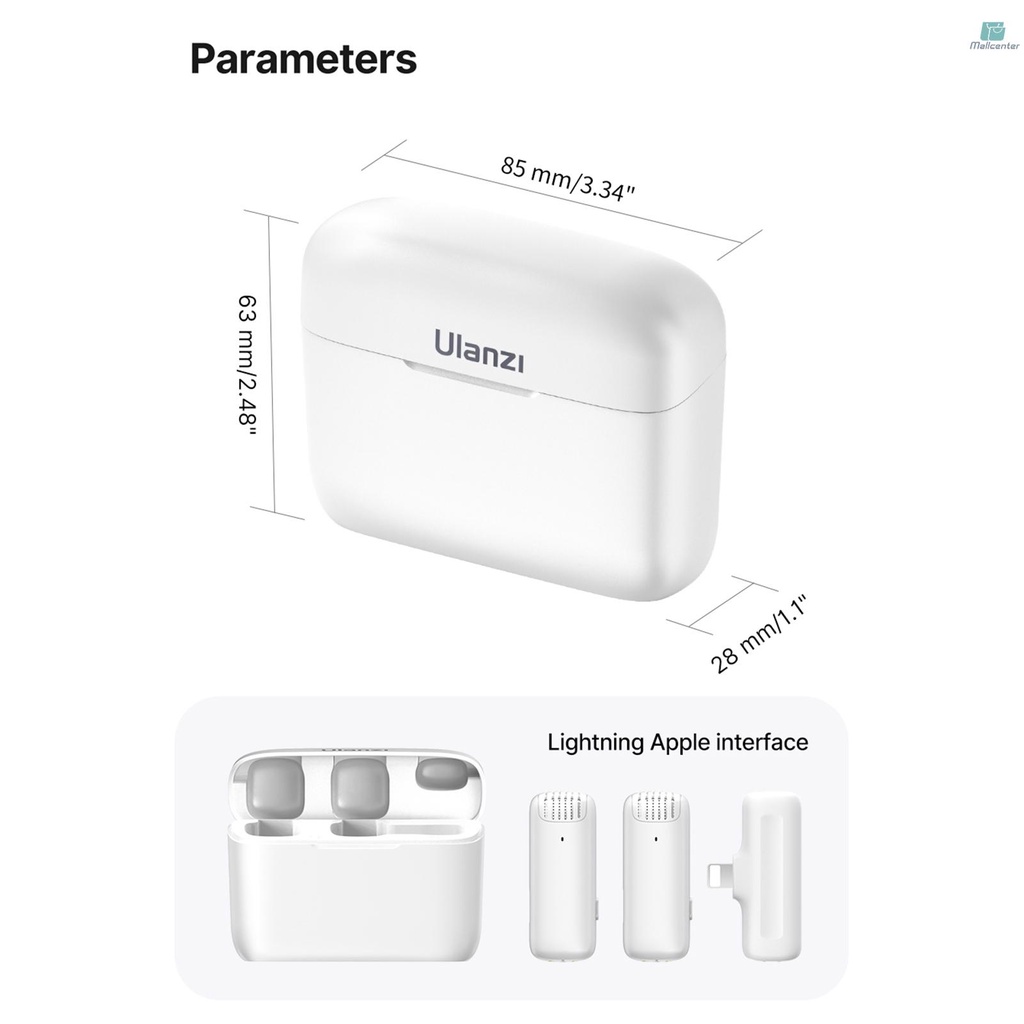 Ulanzi J12 Wireless Microphone System with 1 Receiver &amp; 2 Microphones 20M Transmission Range Built-in Battery with Charging Case Replacement for iPhone 13/13 Pro/12/12 Pro/11/11 Pro/ 10 Live Streaming