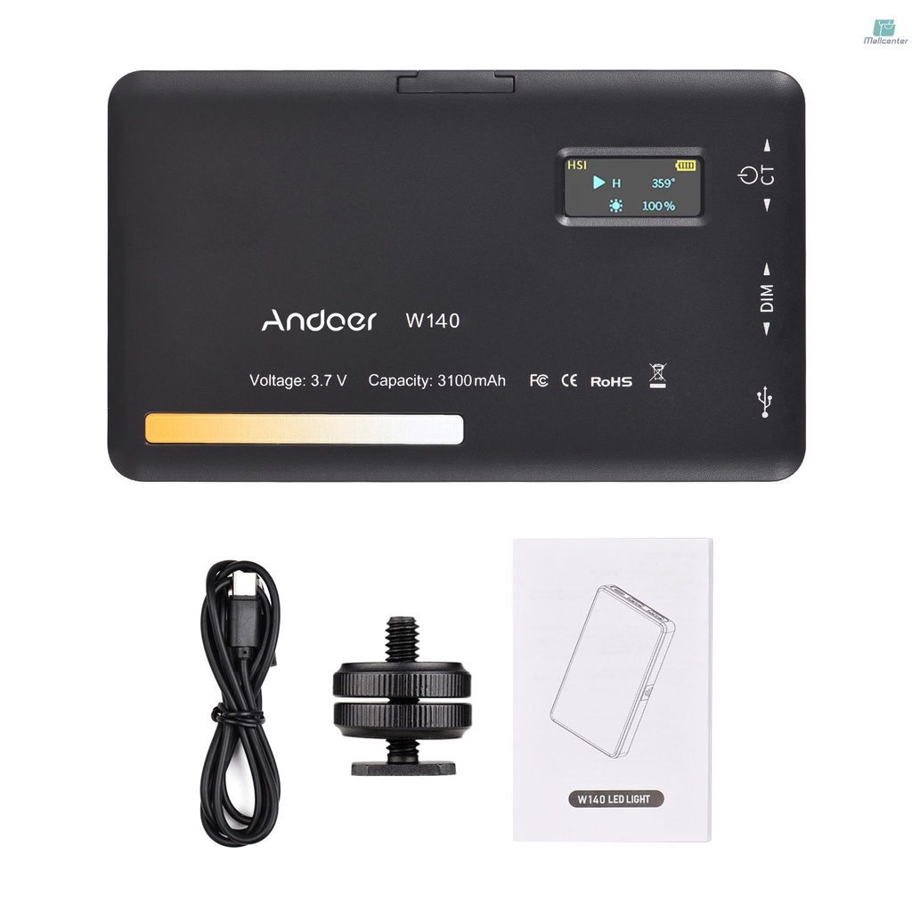 Andoer W140 Pocket LED Video Light Camera Fill Light 2500K-6500K Dimmable Video Conference Light for Online Meeting Live Streaming Vlog
