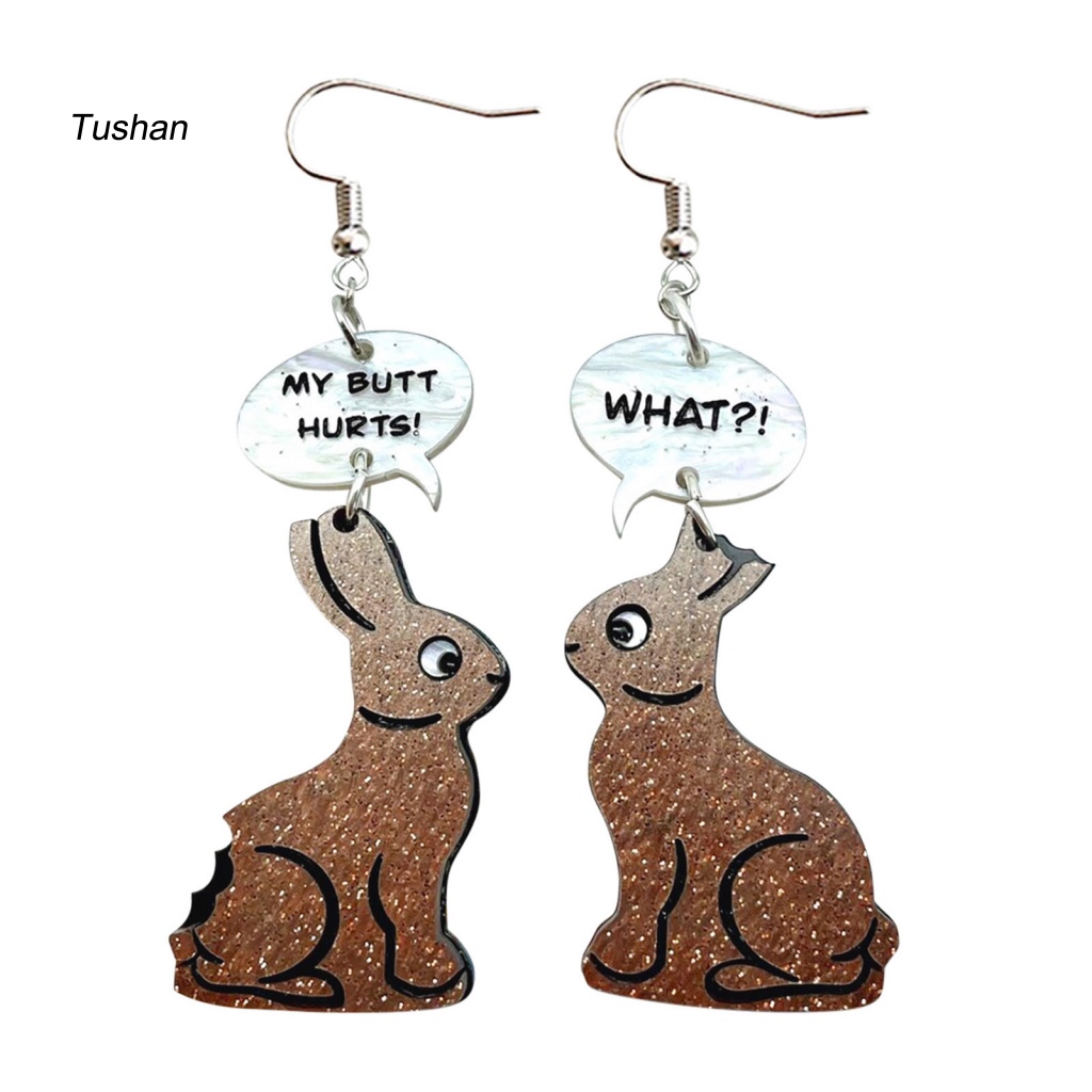 1 Đôi Bông Tai Mặt Hình Thỏ / Socola Hoạt Hình Bằng Acrylic Quyến Rũ