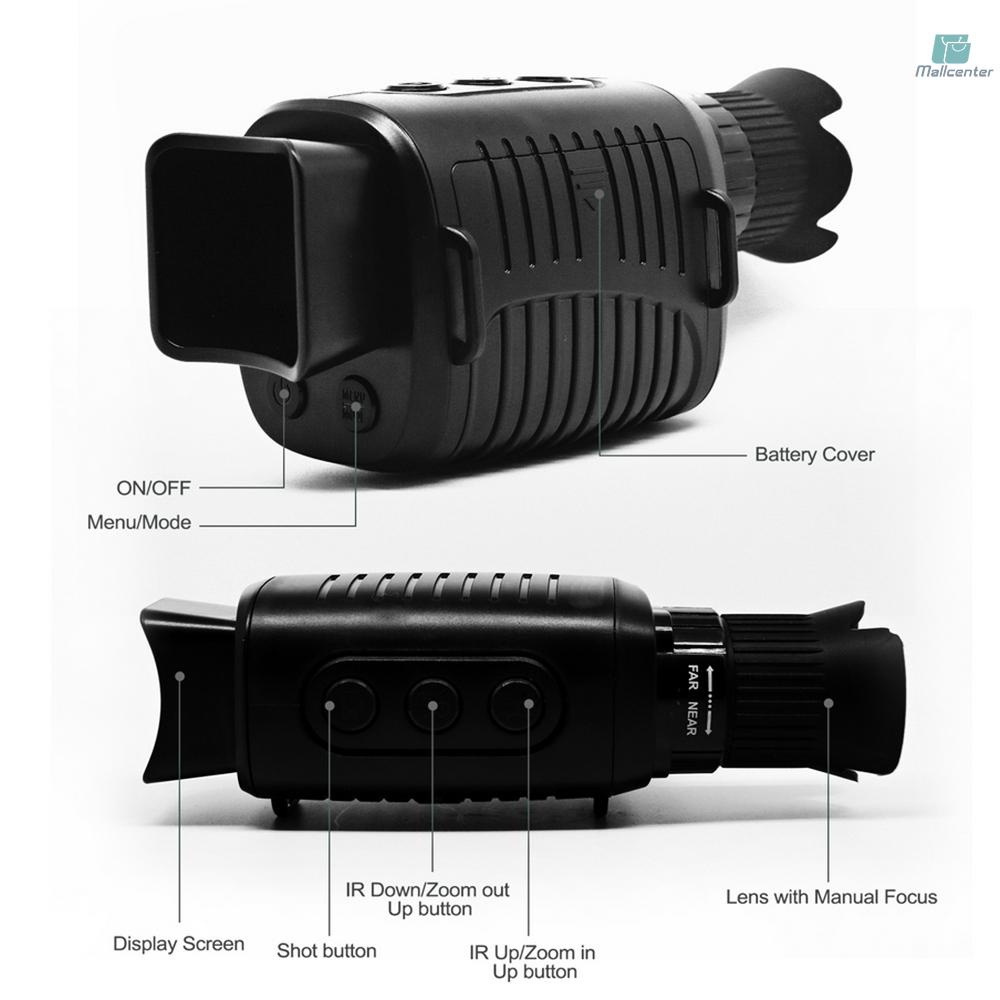 Outdoor Night Vision Monocular IR Infrared Digital Monoculars 1.5 Inch TFT Screen High Definition Video Photo 4X Digital Zoom 150-1000M Full Dark Viewing for Camping Hiking Wildlife Watching