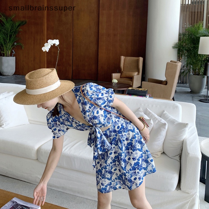 Đầm Chiffon Mini Cổ Chữ V In Họa Tiết Thời Trang Mùa Hè Cho Nữ SBS