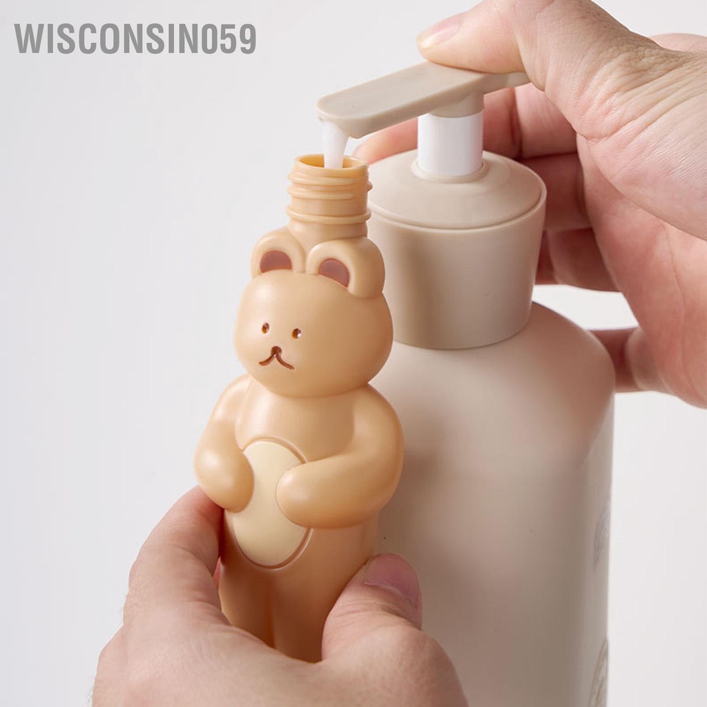 Wisconsin059 Bộ Chai Du Lịch Hình Gấu Dễ Thương Tinh Tế Dàng Bấm Xịt Rỗng Với Túi Đựng Chống Thấm Nước Cho Các Chuyến Công Tác