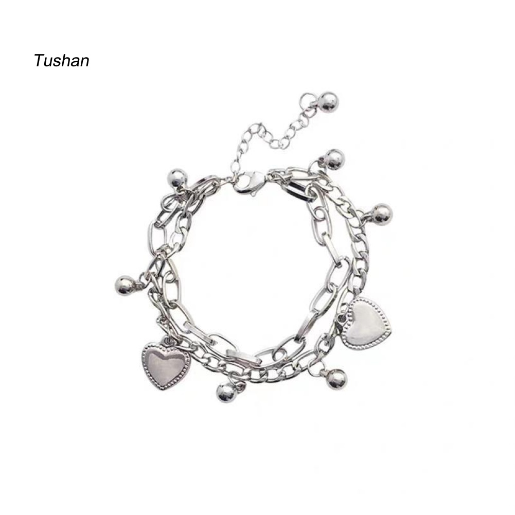 Vòng Tay 2 Lớp Mặt Trái Tim Và Thánh Giá Thời Trang Cho Nữ