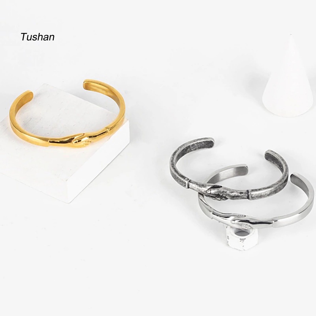 Vòng Đeo Tay Mở Bằng Thép Titan Phong Cách Vintage Cho Nữ