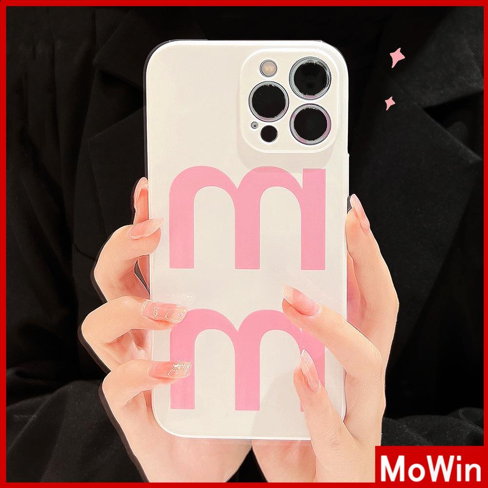 Ốp điện thoại TPU màu kem họa tiết chữ màu hồng thích hợp cho iPhone 13 /14 Pro max 12 Pro Max 11 xr xs max 7 8