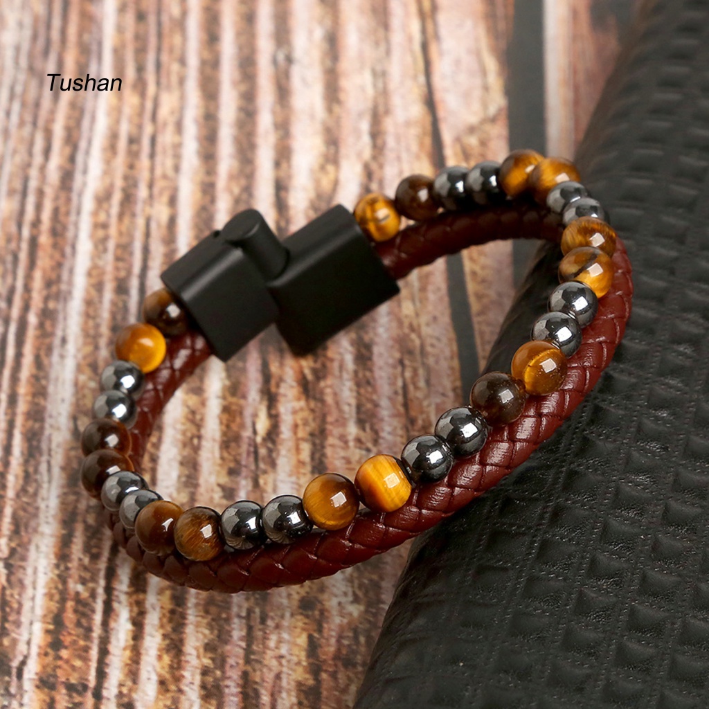 Vòng Tay Chuỗi Hạt Hai Lớp Handmade Thời Trang Đi Biển Cho Nam