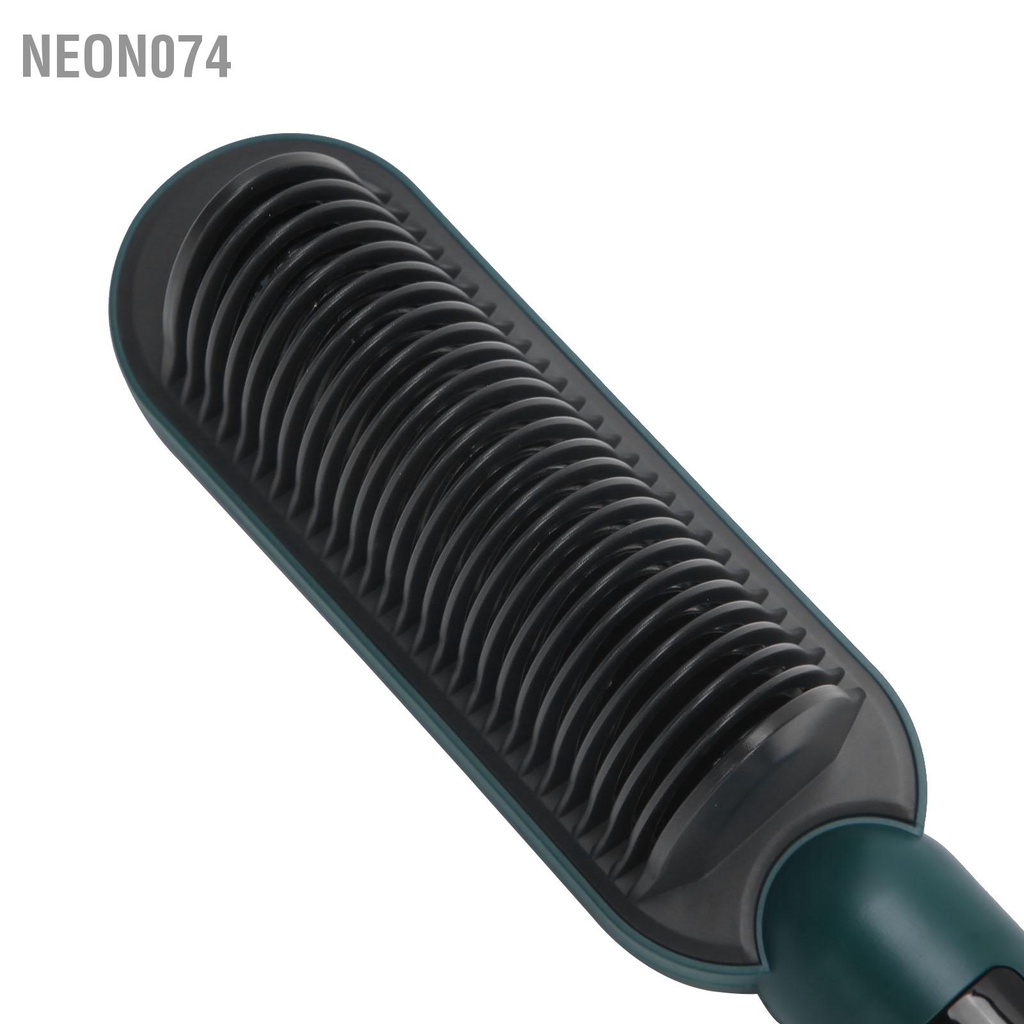 Neon074 Bàn chải duỗi tóc màu xanh lá cây 3 bánh răng Máy uốn thẳng bằng nhiệt Lược ion âm