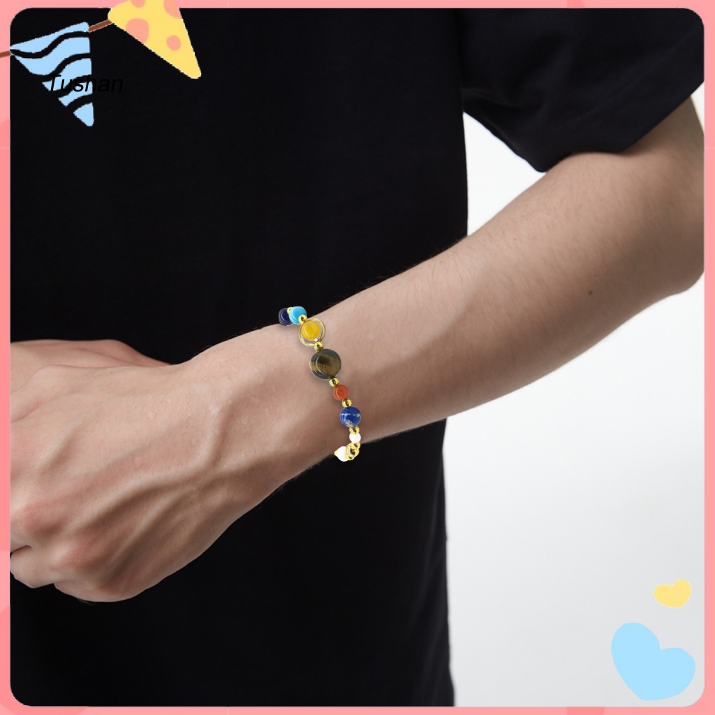 [Ts] Vòng Tay Chuỗi Hạt Đá Nhân Tạo Hình Hành Tinh Năm Cánh Phong Cách Unisex