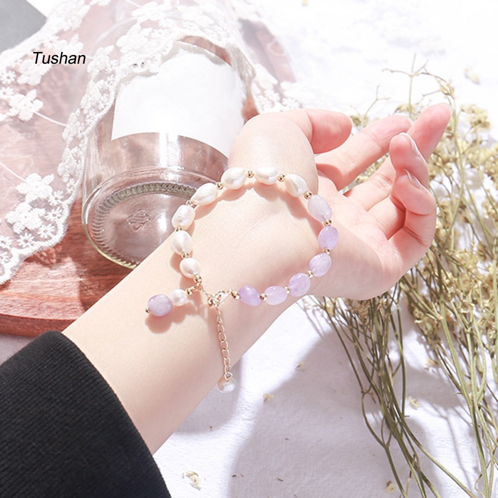 [Ts] Vòng Tay Chuỗi Hạt Ngọc Trai Nhân Tạo Có Thể Điều Chỉnh Phong Cách Hàn Quốc Cho Nữ Dự Tiệc