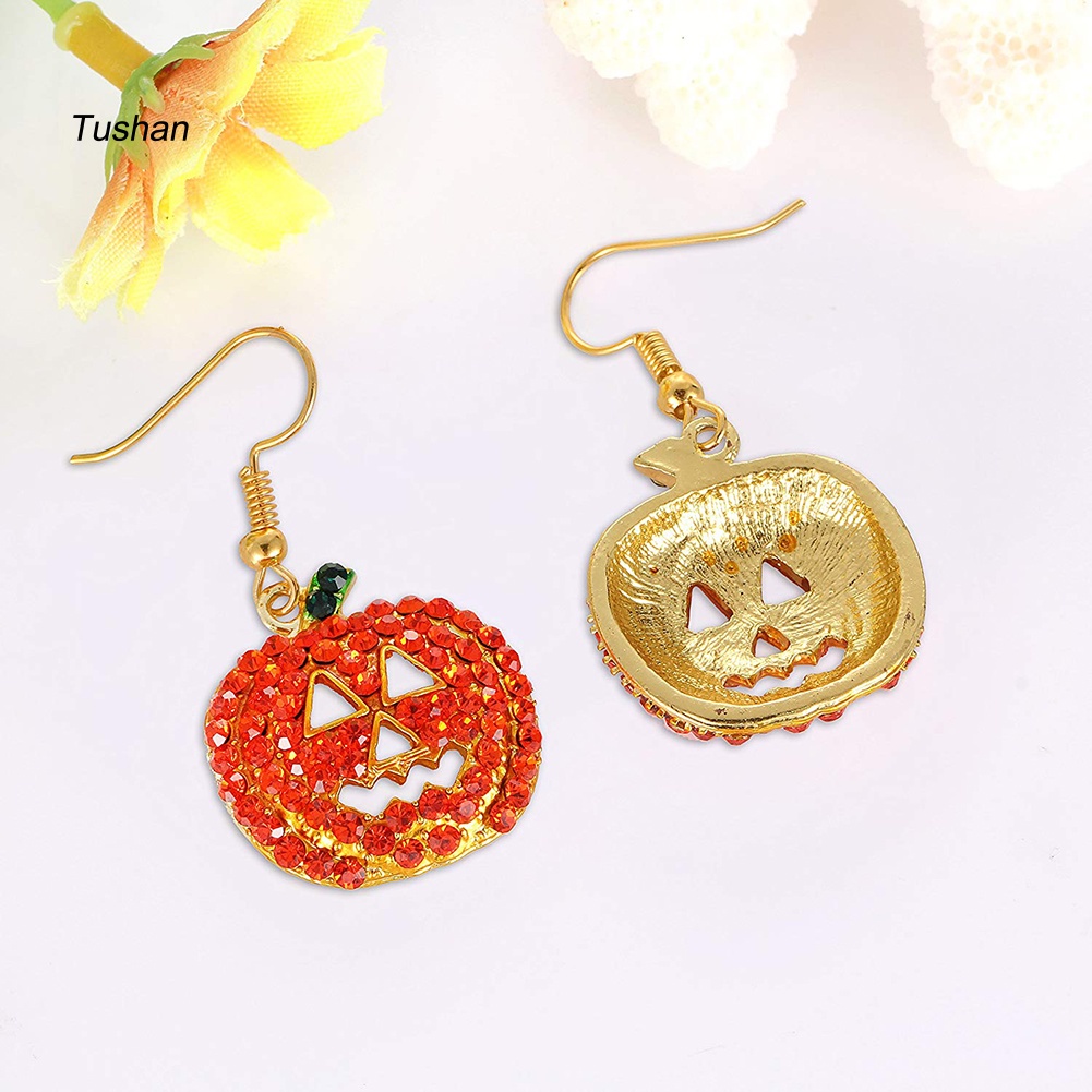 Bông Tai Hình Quả Bí Ngô Đính Đá Zircon Thời Trang