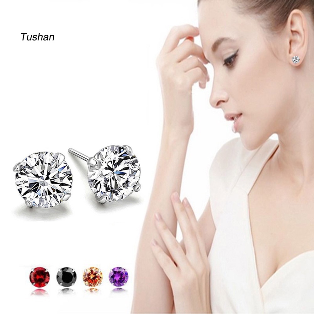 Khuyên Tai Tròn Đính Đá Lấp Lánh Thời Trang