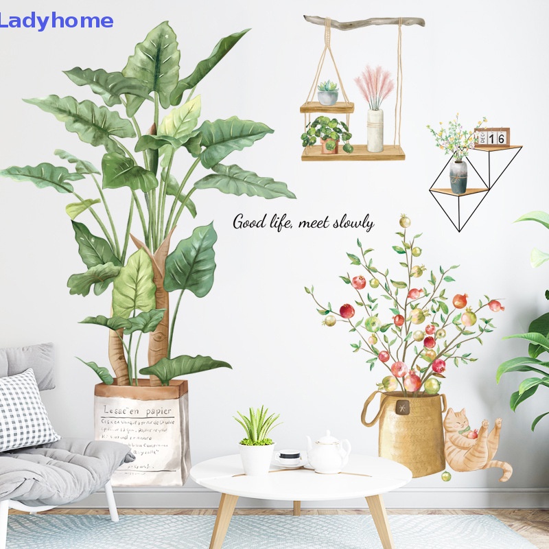 Giấy Dán Tường Vinyl Hình Lá Cây Nhiệt Đới Trang Trí Nhà Cửa DIY