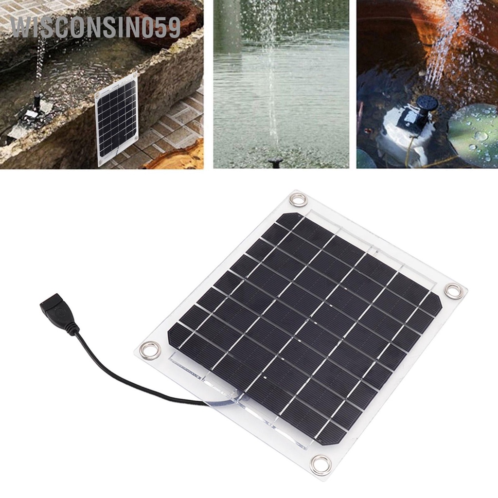 Wisconsin059 Máy Bơm Nước Năng Lượng Mặt Trời 5V 10W Silicon Đơn Tinh Thể IP65 Chống Cho Bể Cá Ngoài