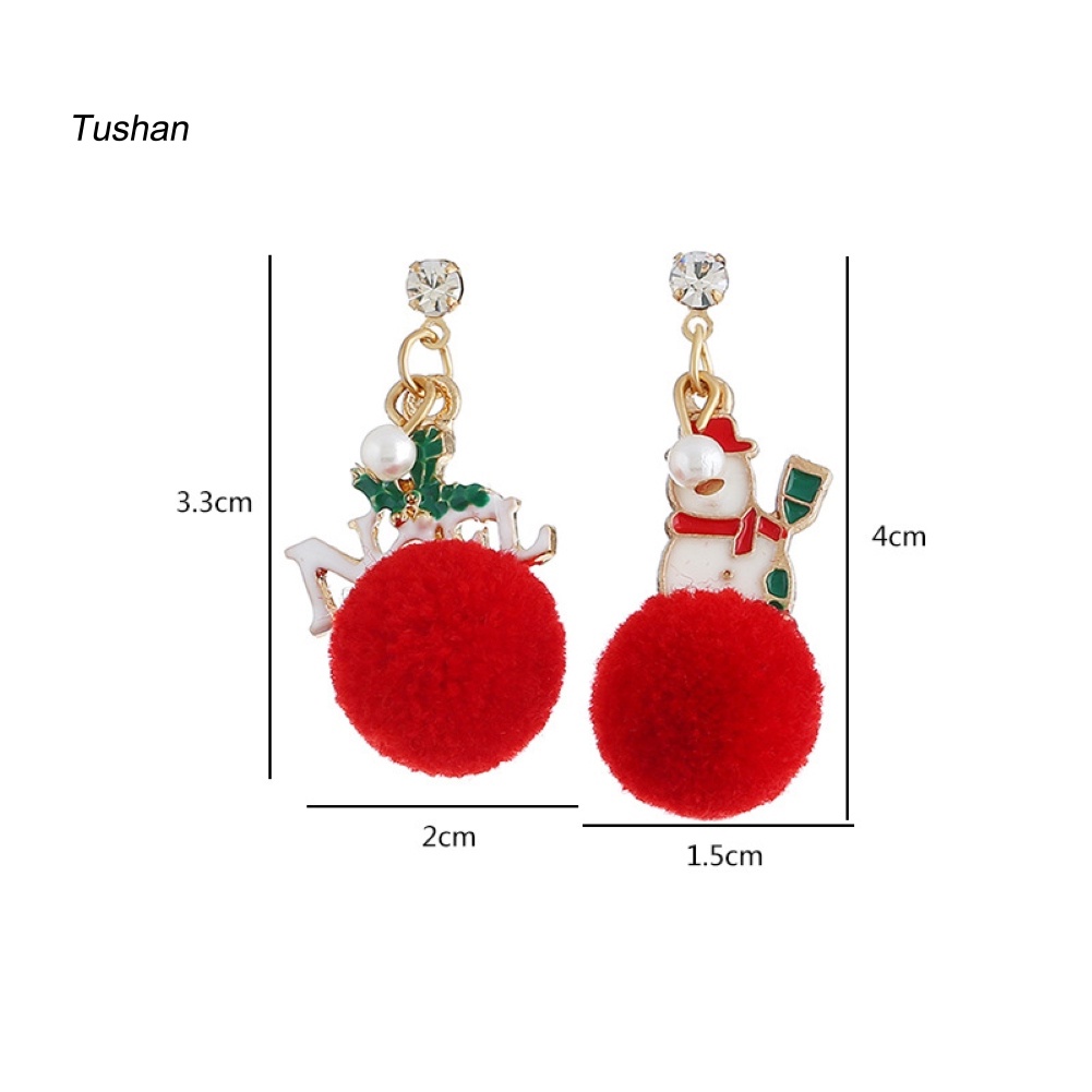 Bông Tai Hình Hoa Tuyết / Ông Già Noel Đính Banh Lông Thời Trang Cho Nữ