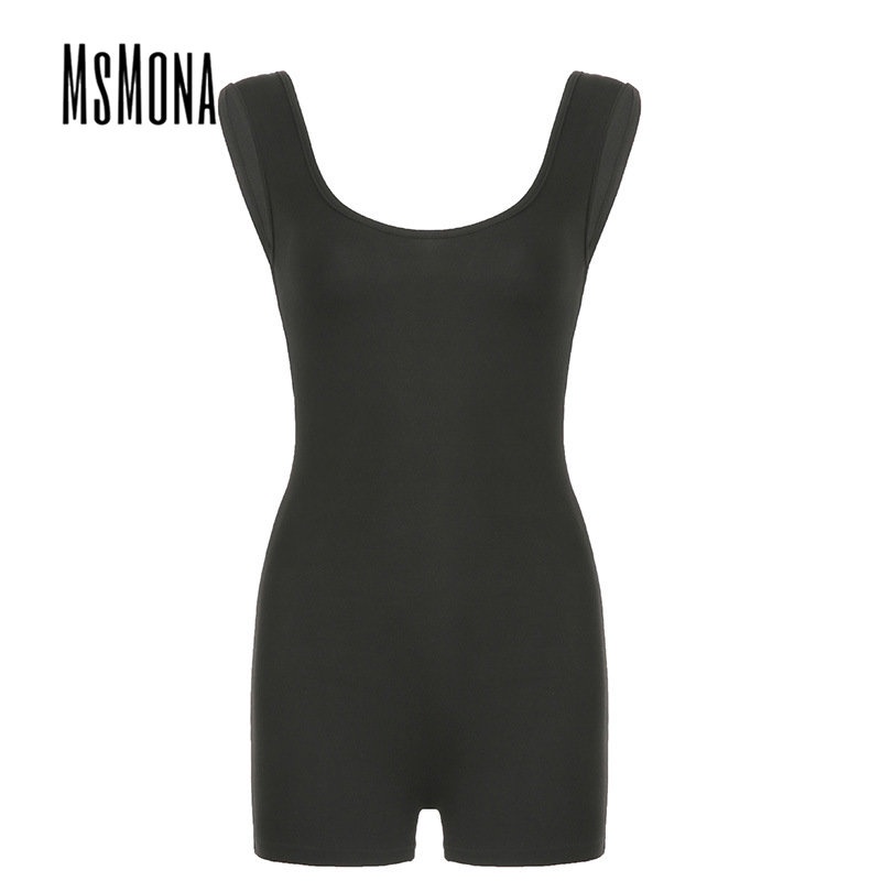 Áo Liền Quần Không Tay Hở Lưng Dáng Ôm Màu Trơn Thời Trang 2023 Cho Nữ