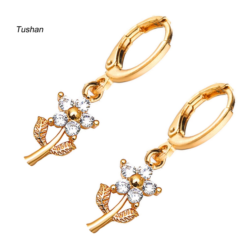 Bông Tai Hình Hoa Đính Đá Thanh Lịch Dễ Phối Đồ Thời Trang Cho Nữ