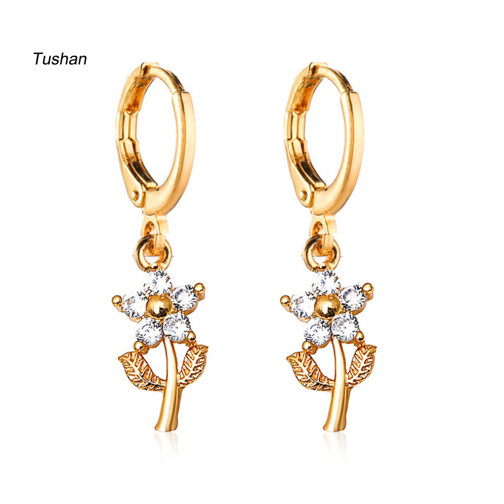 Bông Tai Hình Hoa Đính Đá Thanh Lịch Dễ Phối Đồ Thời Trang Cho Nữ