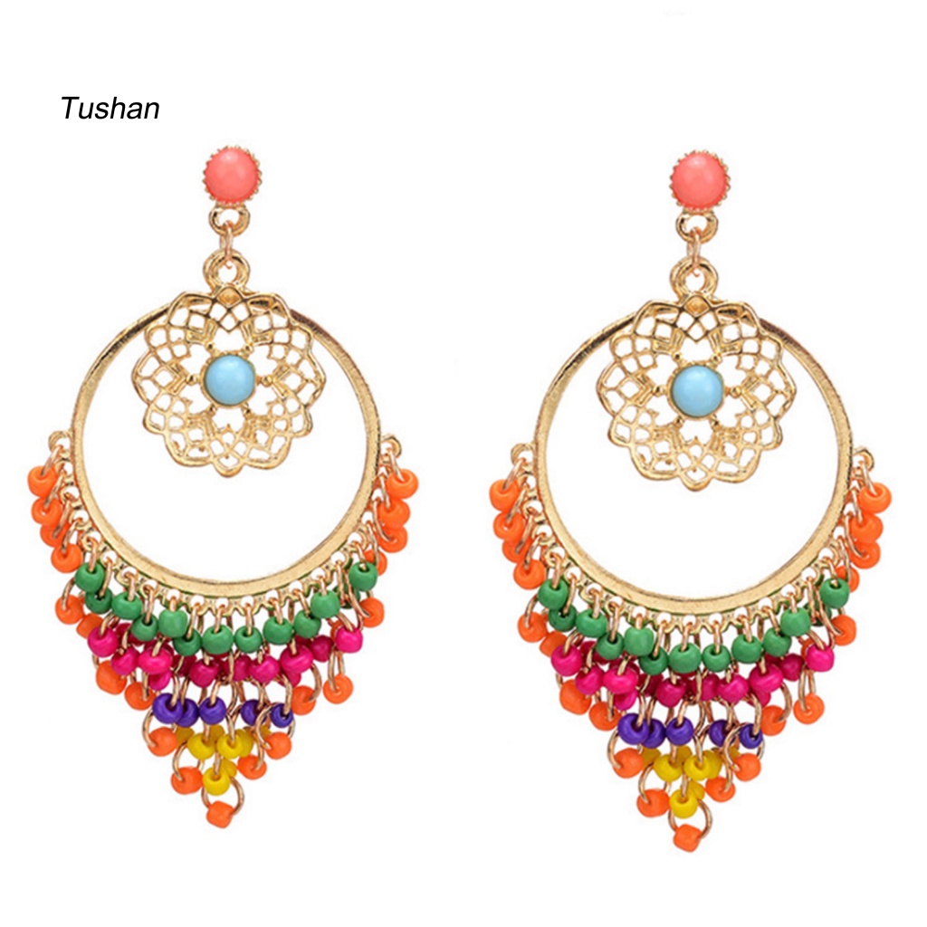 1 Đôi Bông Tai Xỏ Hạt Rỗng Hình Hoa Nhiều Màu Sắc Trọng Lượng Nhẹ Dễ Phối Đồ