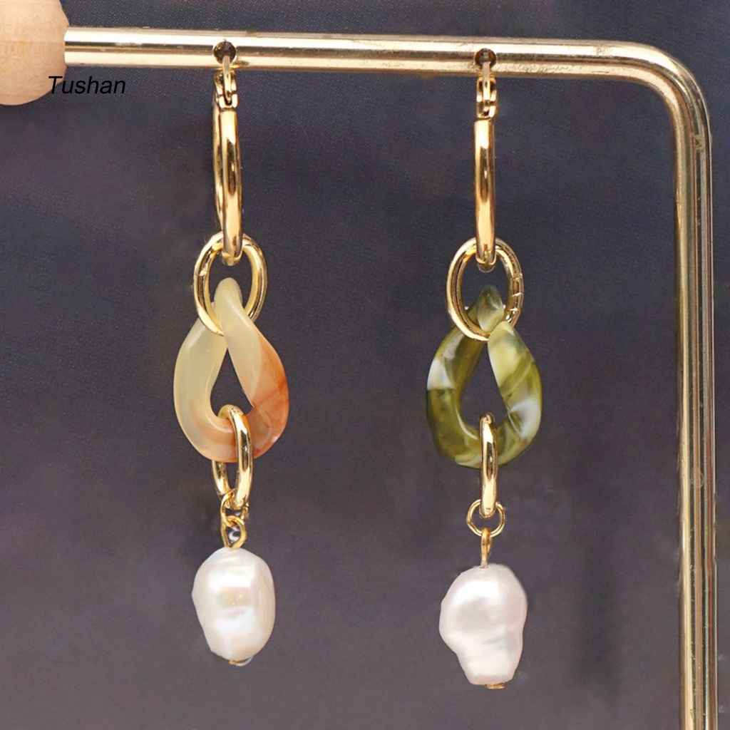 1 Đôi Bông Tai Dáng Dài Đính Ngọc Trai Giả Phong Cách Baroque Thời Trang Dự Tiệc