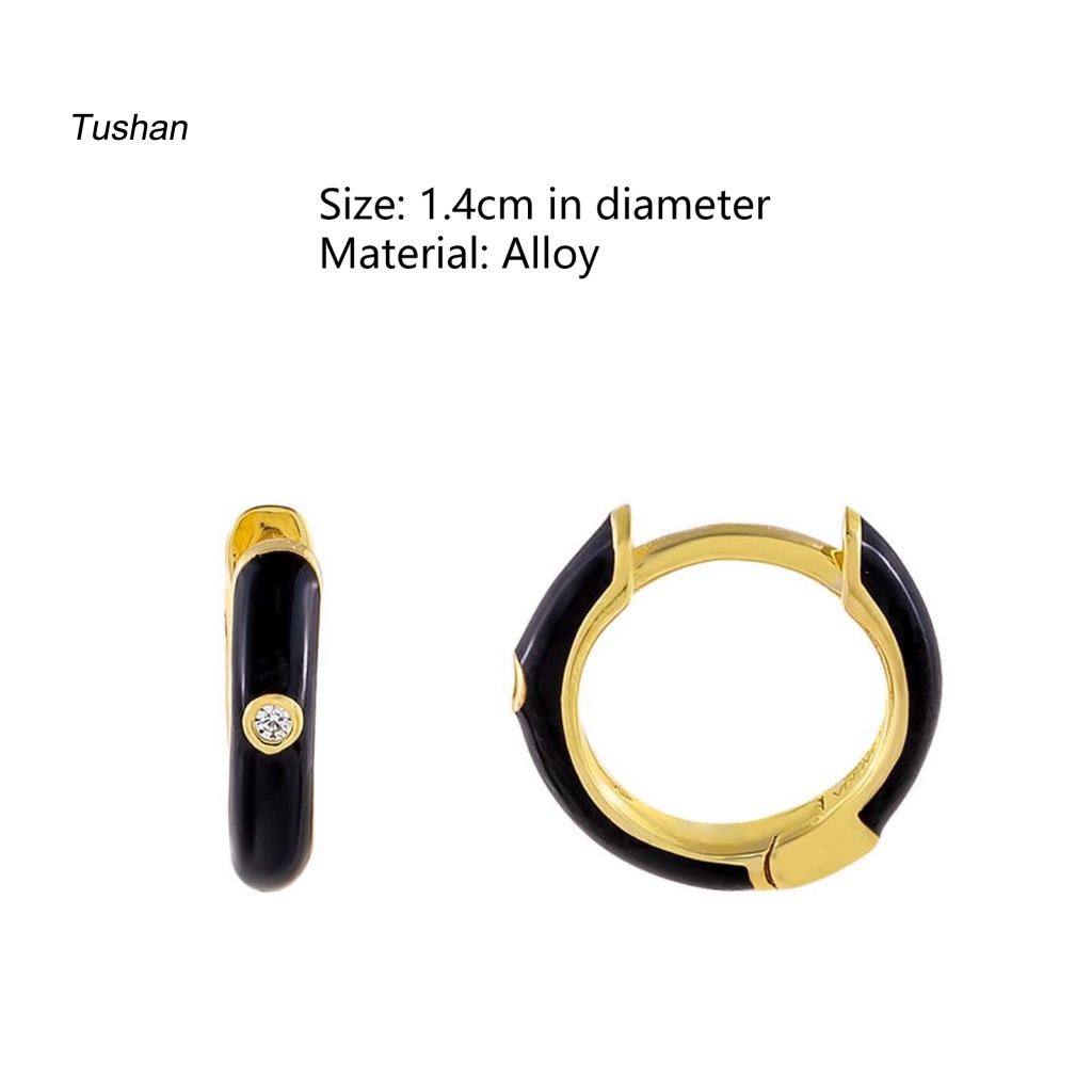 1 Đôi Bông Tai Tròn Đính Đá Zircon Bằng Hợp Kim Dành Cho Nữ