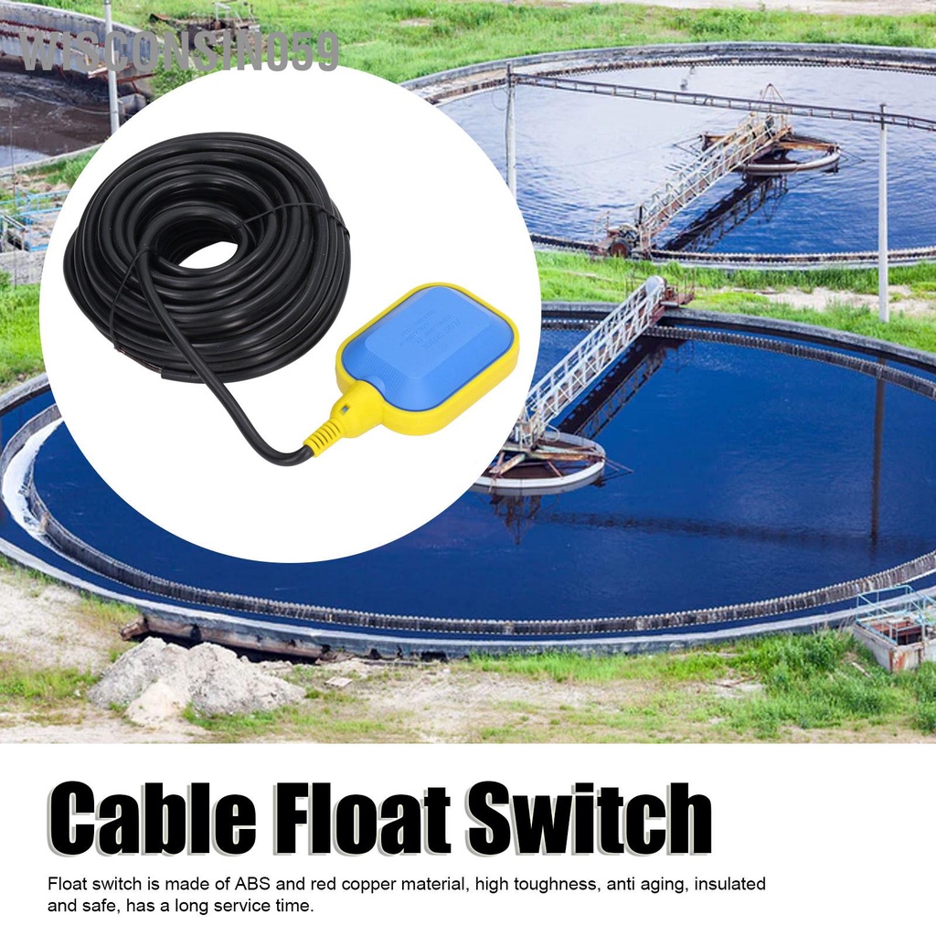Wisconsin059 Công tắc phao cáp 15m/49ft Bộ điều khiển mực nước chất lỏng thân thiện với môi trường cho bể chứa dầu bơi