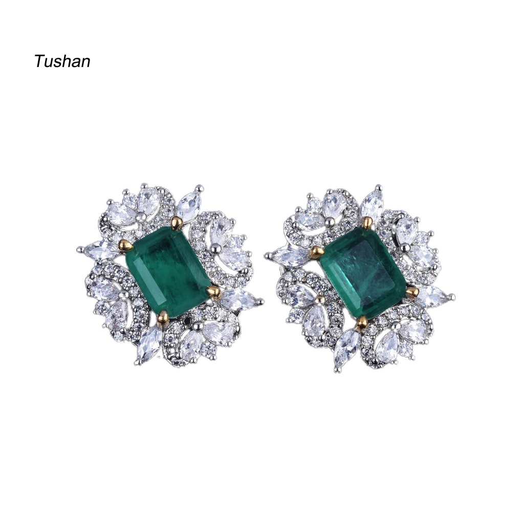 1 / 1 Cặp Bông Tai Đính Đá Thời Trang Dành Cho Nữ