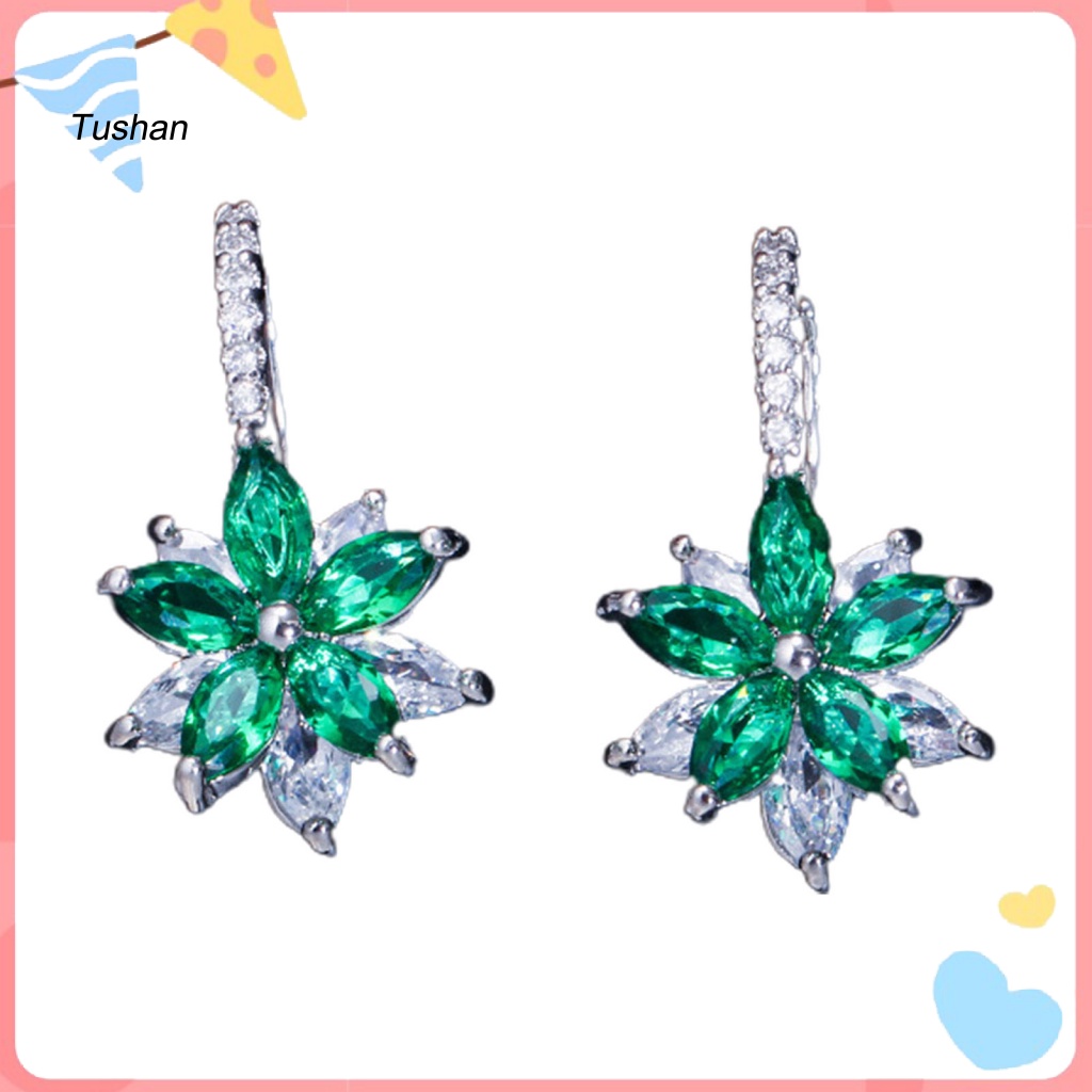 1 Đôi Bông Tai Hình Hoa Đính Đá Lấp Lánh Thời Trang Hàng Ngày