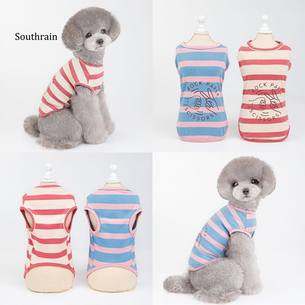 Áo Vest Cotton Họa Tiết Sọc Đá Giấy Dành Cho Cún Cưng