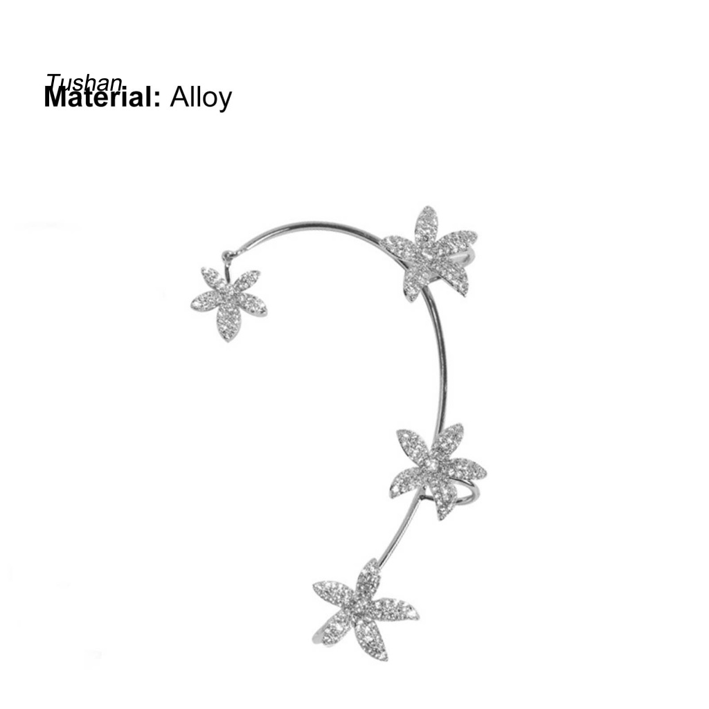 1 Khuyên Kẹp Vành Tai Mạ Điện Hình Hoa Đính Đá Lấp Lánh