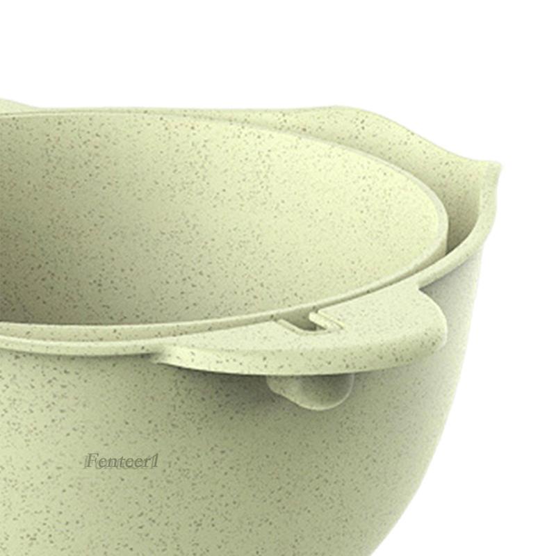 [Fenteer1] Rổ Rửa Trái Nho Pasta Pasta Hai Lớp Thoát Nước Có Thể Xoay