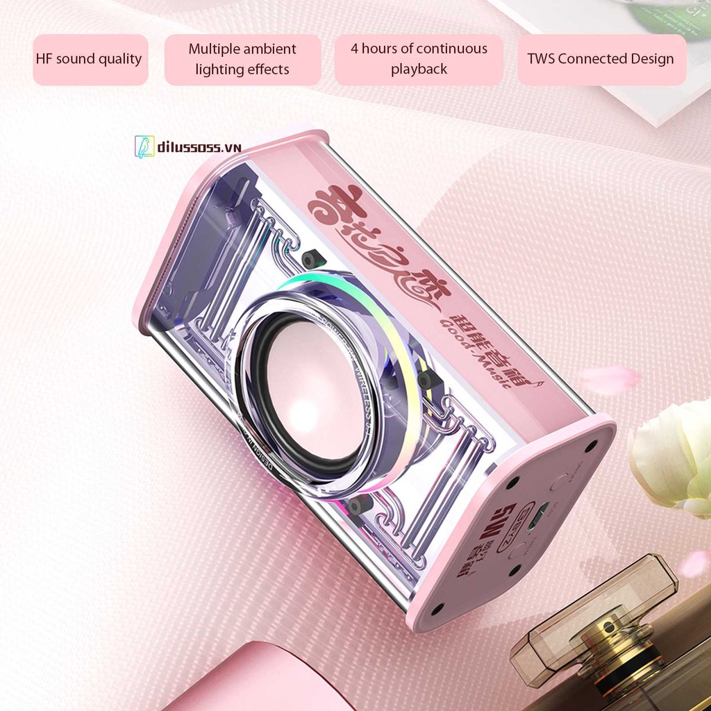 Loa Bluetooth 5.0 / 5.1 600mAh Trong Suốt Kèm Cáp Sạc