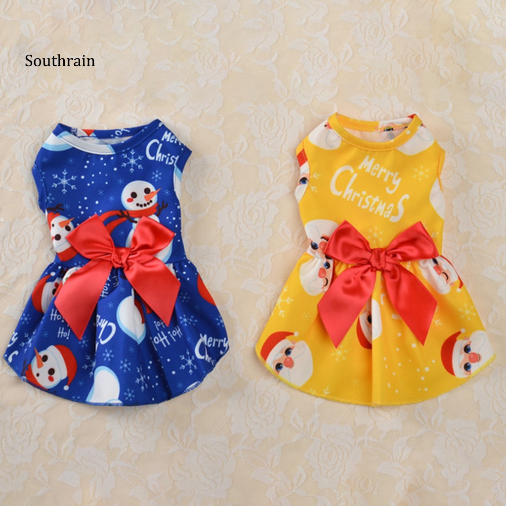 Đầm Công Chúa In Họa Tiết Giáng Sinh Thân Thiện Với Da Cho Cún Cưng