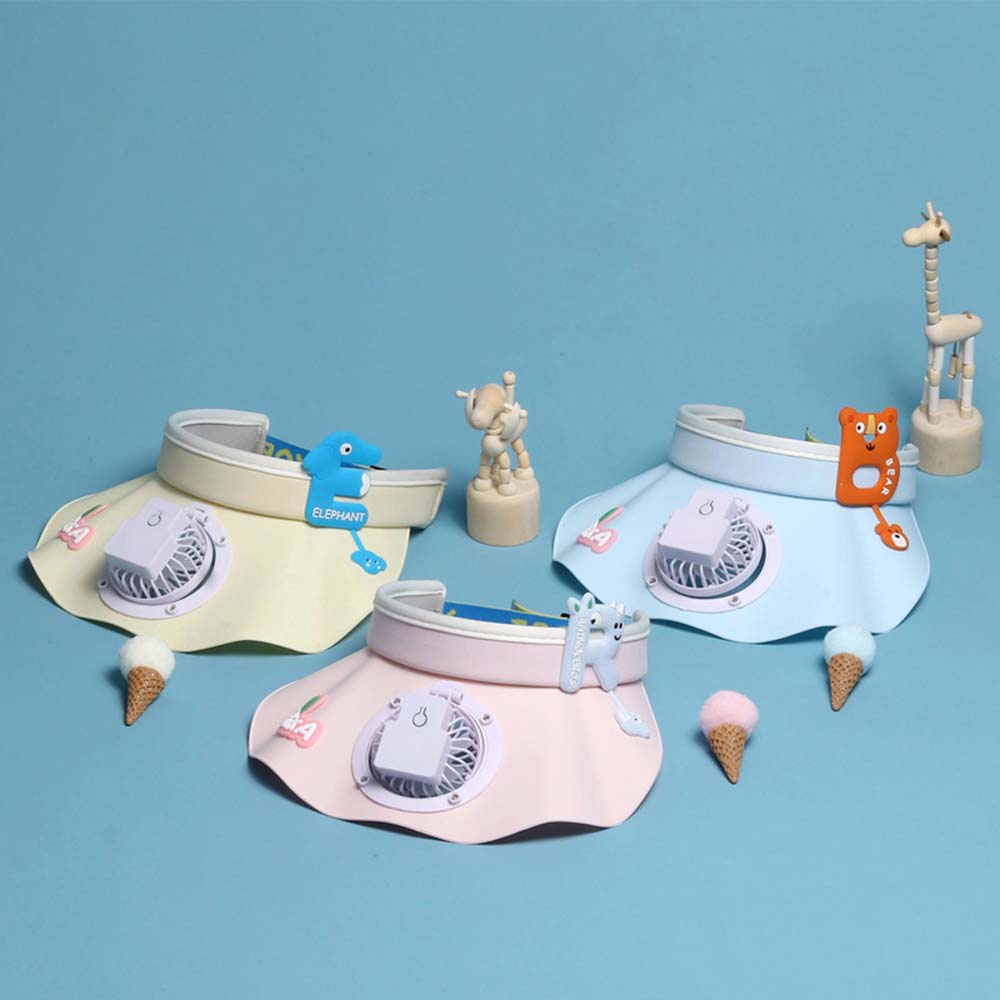 Mũ Lưỡi Trai Hở Chóp Kèm Quạt Điện Sạc USB Thời Trang Chống Nắng Cho Bé