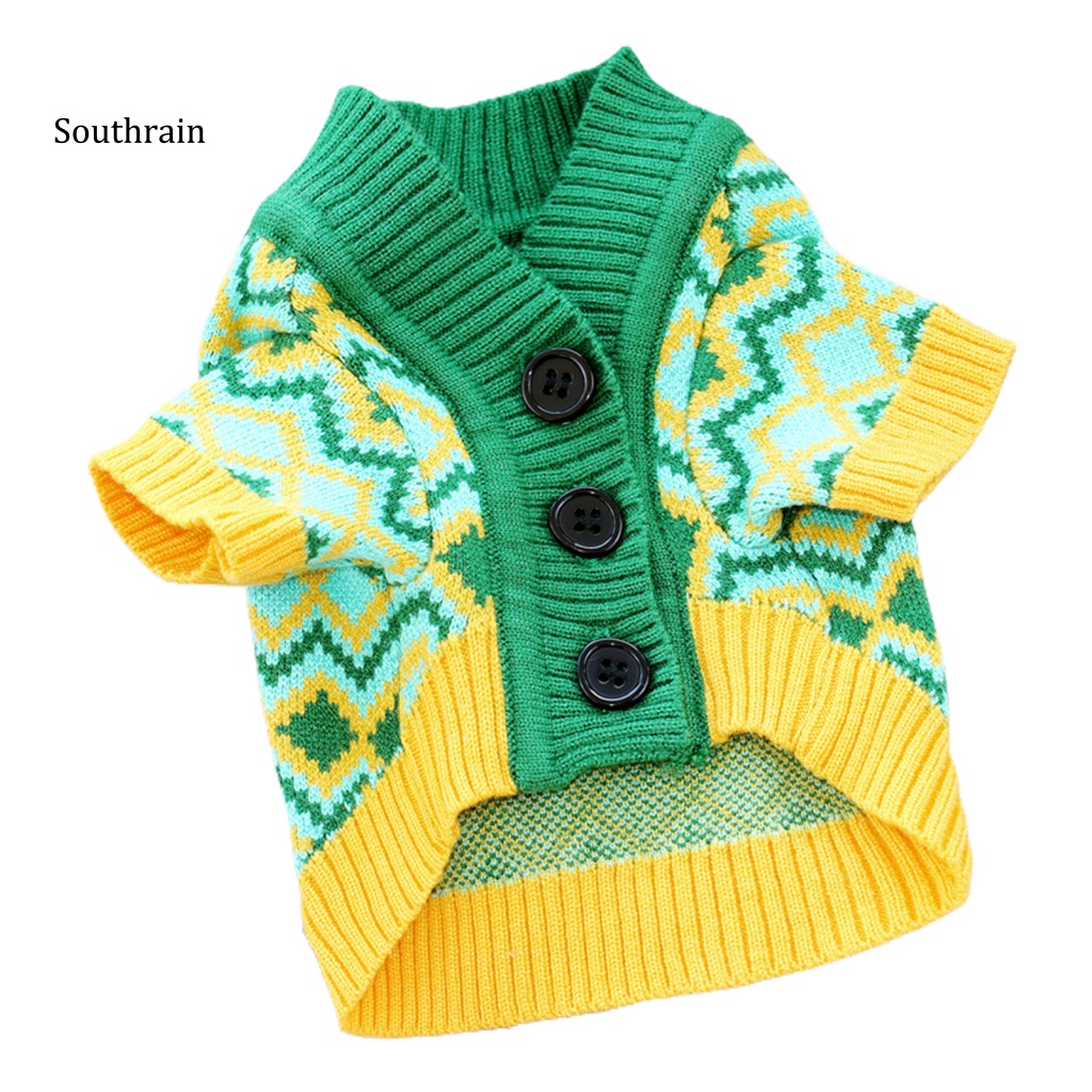 Áo Khoác Cardigan Thiết Kế Nút Cài Giữ Ấm Mùa Thu Đông Cho Thú Cưng