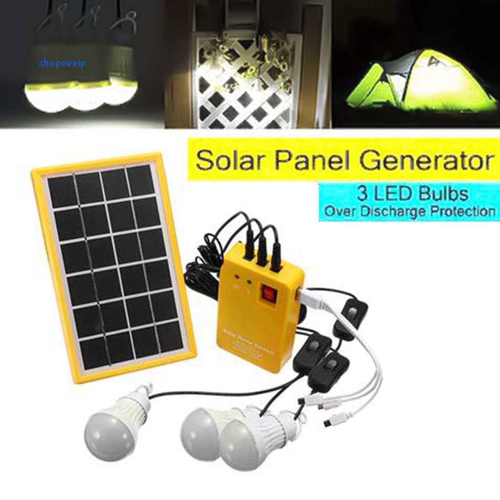 Hệ Thống Máy Phát Điện Năng Lượng Mặt Trời 3 Bóng Đèn LED Nhỏ Gọn Pvpz