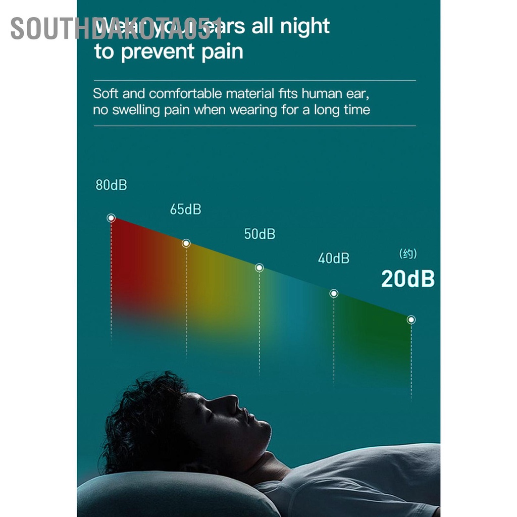 Southdakota051 1 Cặp Nút Tai Silicon Cho Giấc Ngủ Giảm Tiếng Ồn Âm Thanh Cô Lập Loại Bỏ Có Thể Tái Sử Dụng Thế Hệ Thứ Ba