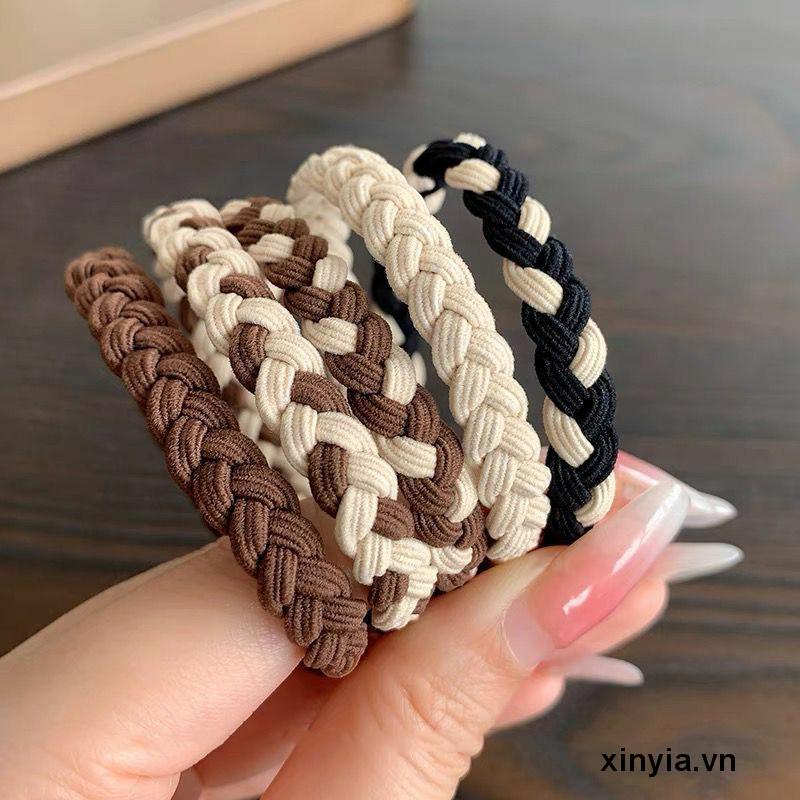 1 chiếc Dây cột tóc thun đan sợi kiêm vòng tay màu pastel xinh xắn