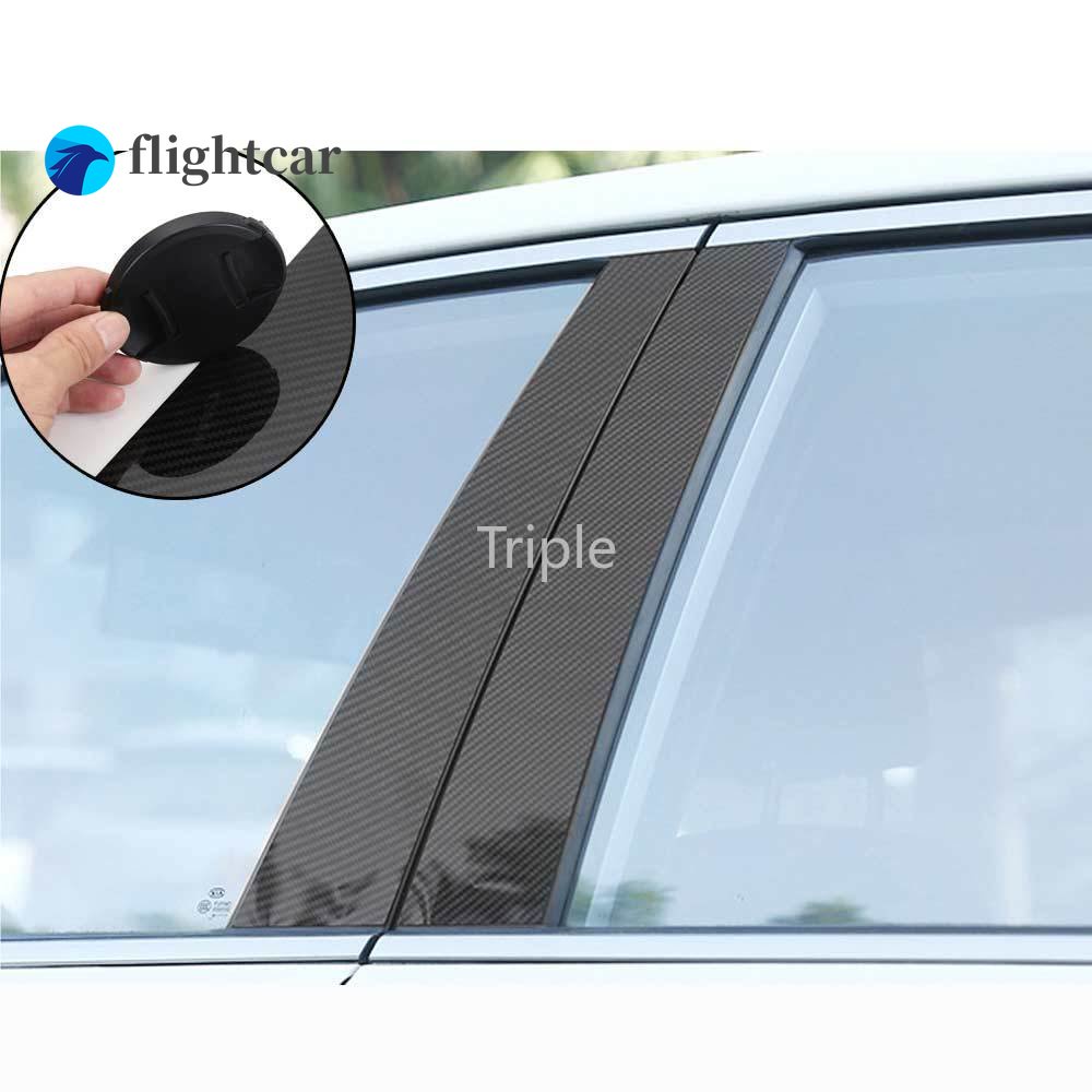 Bộ 6 Miếng Dán Màu Đen Bóng In Họa Tiết Sợi Carbon Trang Trí Cửa Sổ Xe Hơi Honda Civic 2006 2007 2008 2009 2010 2011 Gen8