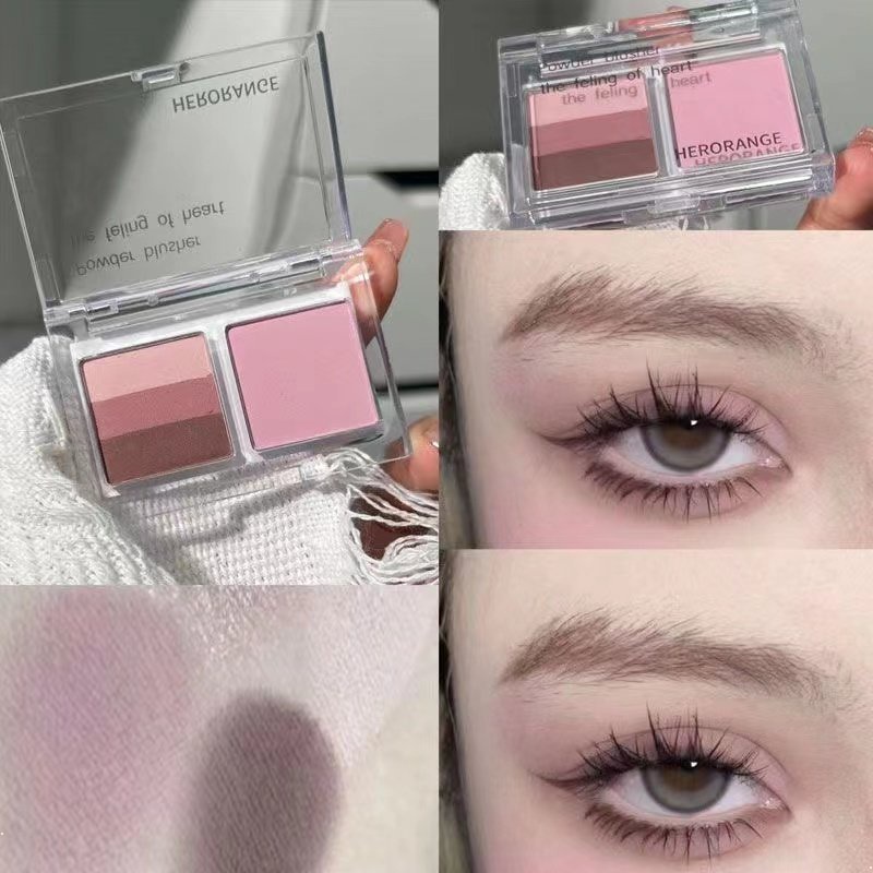 Bảng Phấn Mắt HERORANGE Mini Bốn Màu Lì Và Ánh Ngọc Trai Kết Hợp Trang Điểm Kháng Nước Tự Nhiên